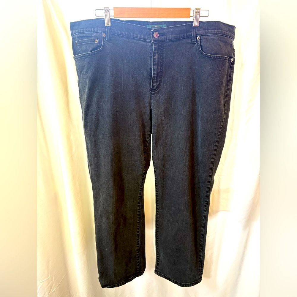 Ralph Lauren Black Label Womens High Rise Straight Leg Jeans Black Size 20